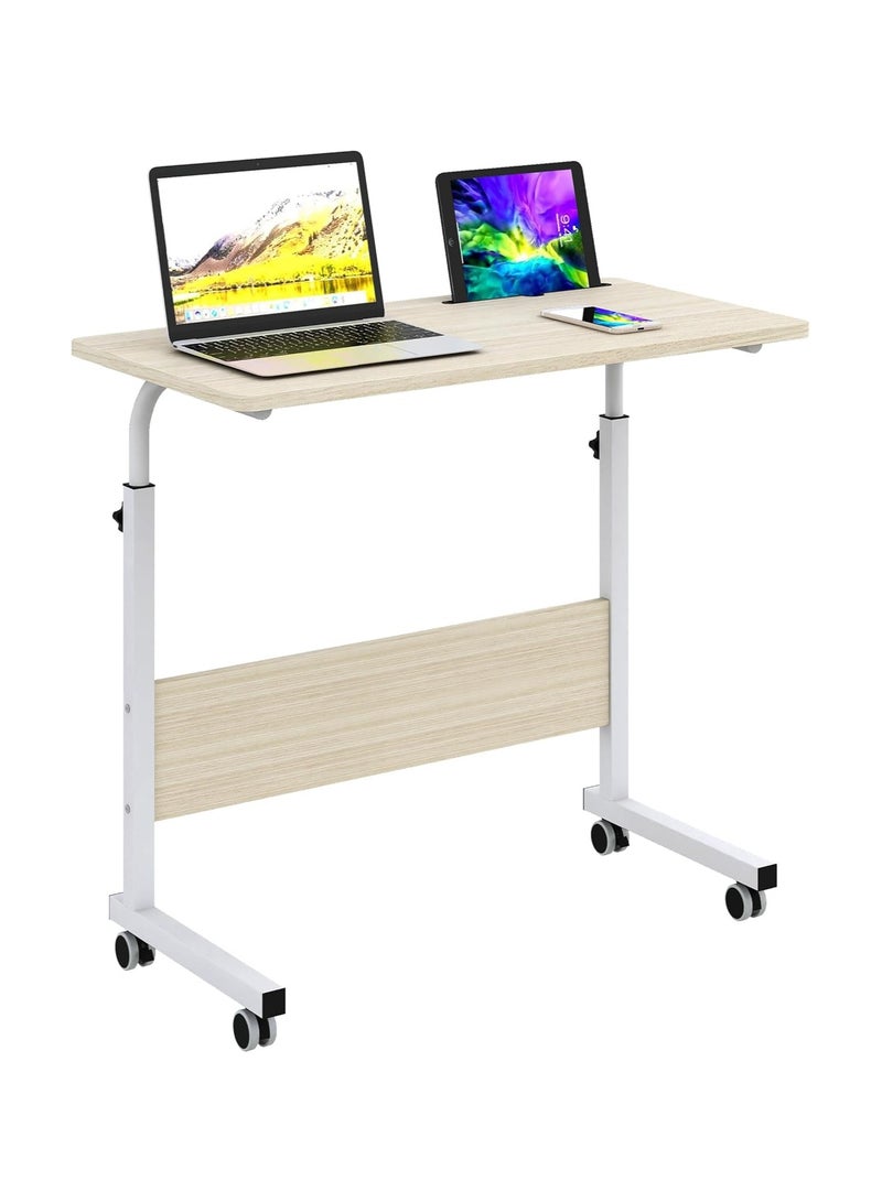 BLOOMING TIME Adjustable Mobile Laptop Table with Lockable Wheels & Card Slot – Portable Rolling Desk for Bed, Sofa, Office,60 * 40cm(71-90cm Height) - Image 2