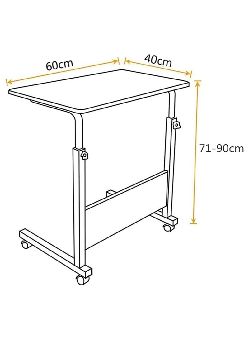 BLOOMING TIME Adjustable Mobile Laptop Table with Lockable Wheels & Card Slot – Portable Rolling Desk for Bed, Sofa, Office,60 * 40cm(71-90cm Height) - Image 3