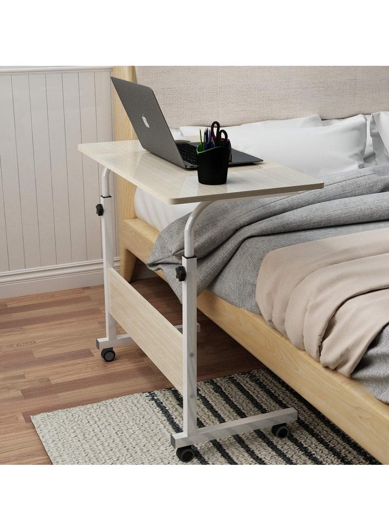 BLOOMING TIME Adjustable Mobile Laptop Table with Lockable Wheels & Card Slot – Portable Rolling Desk for Bed, Sofa, Office,60 * 40cm(71-90cm Height) - Image 4