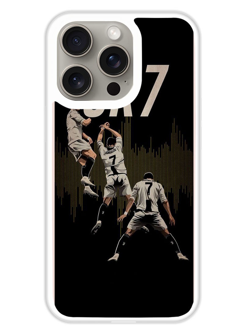 Theodor غطاء حماية لجهاز أبل آيفون 15 برو ماكس CR7 (حافة بيضاء) - Image 1