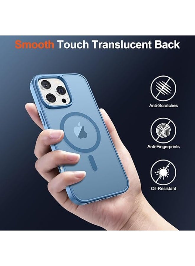 جراب متوافق مع iPhone 14 pro max لهاتف iPhone 14 pro max المغناطيسي، [متوافق مع Magsafe] جراب رفيع شفاف غير لامع مقاوم للصدمات والسقوط للفتيات والنساء والأولاد، (أزرق فاتح) - Image 2