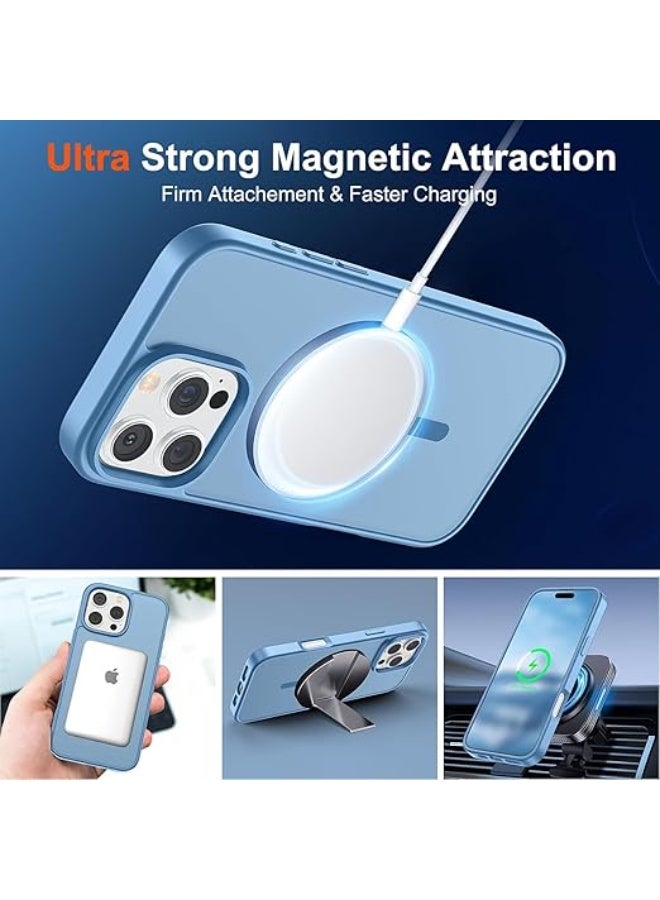 جراب متوافق مع iPhone 14 pro max لهاتف iPhone 14 pro max المغناطيسي، [متوافق مع Magsafe] جراب رفيع شفاف غير لامع مقاوم للصدمات والسقوط للفتيات والنساء والأولاد، (أزرق فاتح) - Image 4