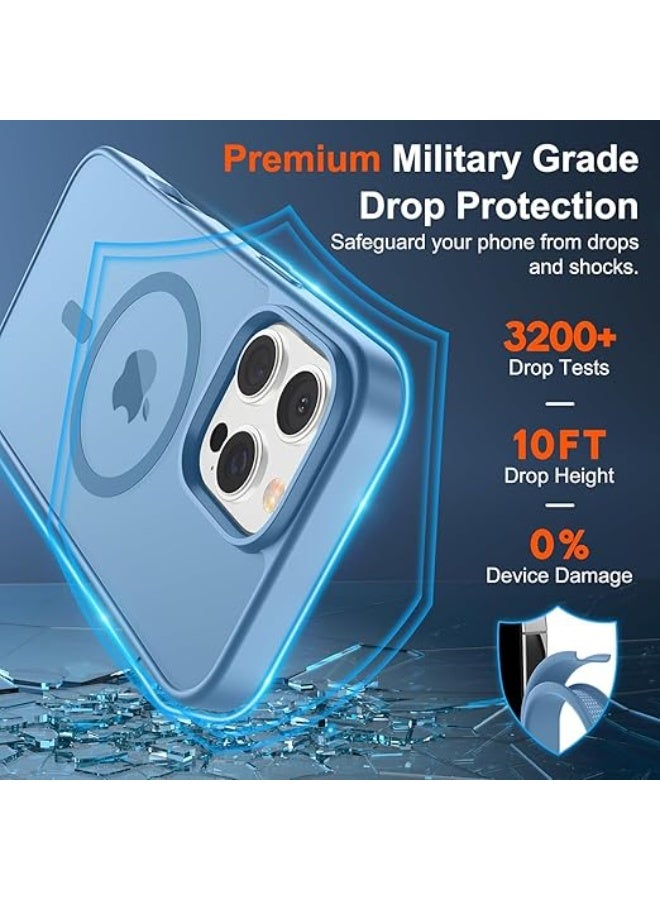جراب متوافق مع iPhone 14 pro max لهاتف iPhone 14 pro max المغناطيسي، [متوافق مع Magsafe] جراب رفيع شفاف غير لامع مقاوم للصدمات والسقوط للفتيات والنساء والأولاد، (أزرق فاتح) - Image 5