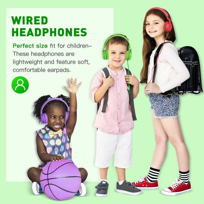 rockpapa 950 Wired Headphones for Kids Girls Boys for School Classroom with Microphone, On-Ear Foldable Corded Headphones with Jack 3.5mm for Laptop Computer Tablet Chromebooks Black Green - Image 3