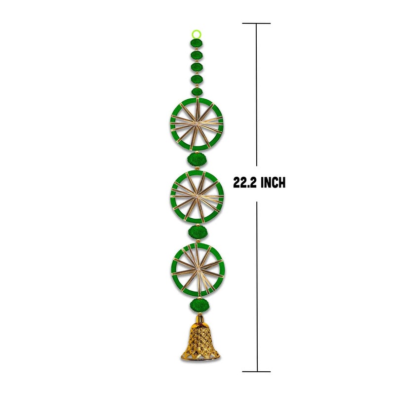 Rajasthan Kraft Rajasthan Kraft Pom Pom Jaal Chudi String Door Hanging Handmade Wall Hanging Backdrop Hanging DecorationDiwali Decoration for Home Decor Pack of 10 Colour Green RK3440110  - Image 5