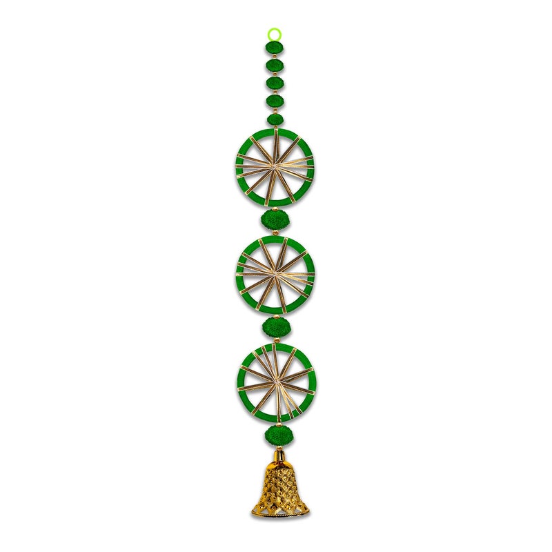 Rajasthan Kraft Rajasthan Kraft Pom Pom Jaal Chudi String Door Hanging Handmade Wall Hanging Backdrop Hanging DecorationDiwali Decoration for Home Decor Pack of 10 Colour Green RK3440110  - Image 3