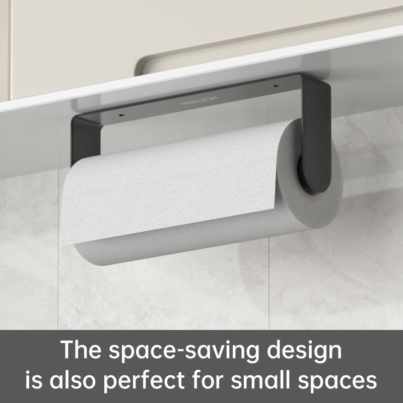 Mbillion Paper Towels Holder Under Cabinet Wall Mount and Self-Adhesive Paper Towel Rack for Kitchen Premium Grade SUS304 Stainless Steel Black - Image 4