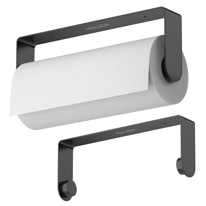 Mbillion Paper Towels Holder Under Cabinet Wall Mount and Self-Adhesive Paper Towel Rack for Kitchen Premium Grade SUS304 Stainless Steel Black - Image 2