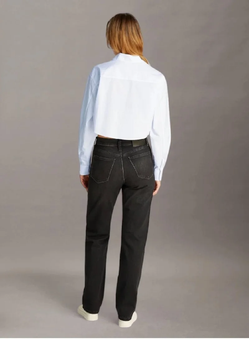 كالفن كلاين جينز قميص قصير من قطن البوبلين