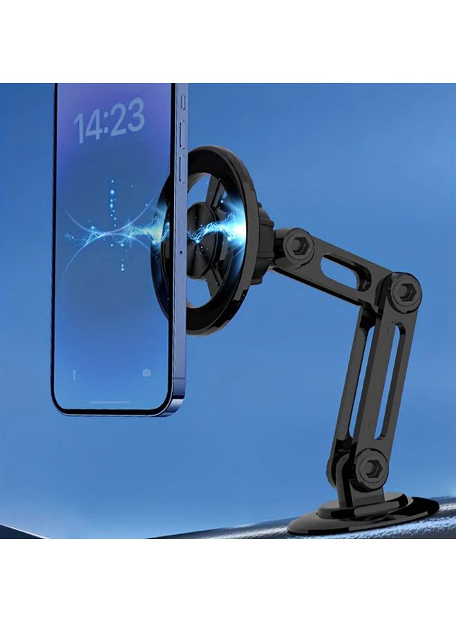 Black Magnetic Car Phone Holder Rotating Folding Aluminum Arm Secure Navigation - Image 4