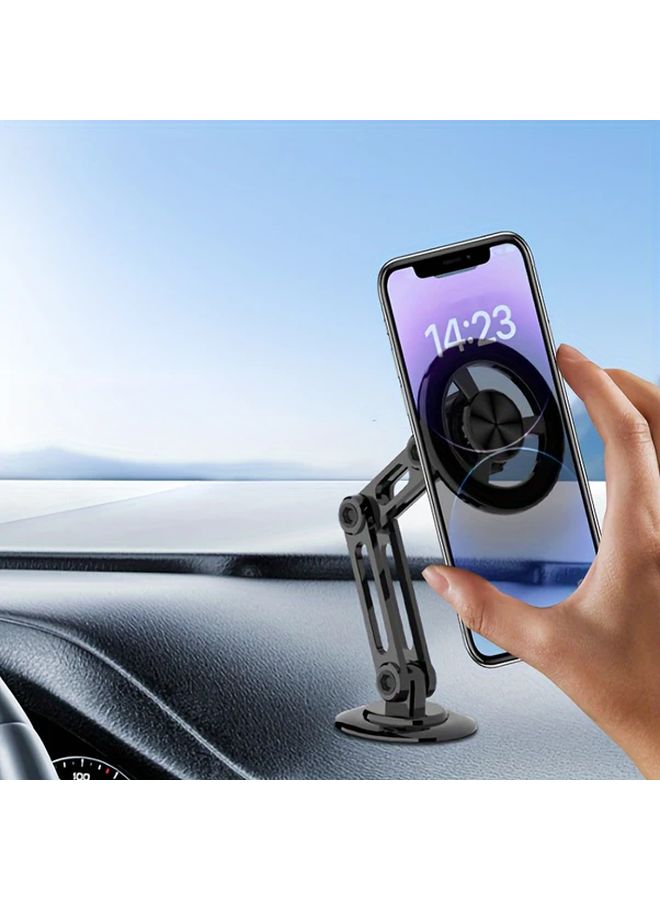 Black Magnetic Car Phone Holder Rotating Folding Aluminum Arm Secure Navigation - Image 3
