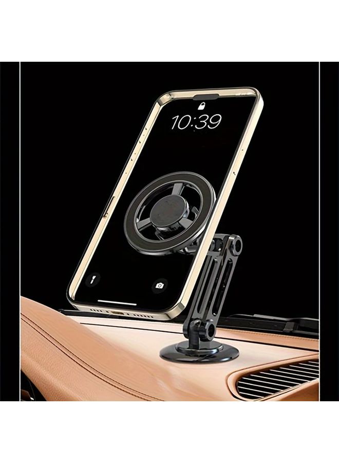 Black Magnetic Car Phone Holder Rotating Folding Aluminum Arm Secure Navigation - Image 5