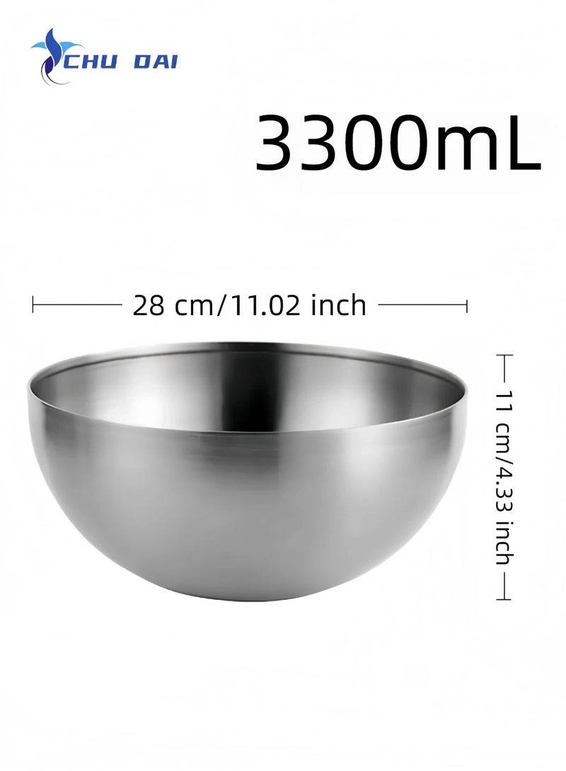 CHU DAI 3.3L Mixing Bowl Salad Bowl Stainless Steel -  for Cooking and Serving, Salads, Soup, Rice, Cereal, Breakfast, Dinner, Serving and Oatmeal at Home and Outdoors - Image 2