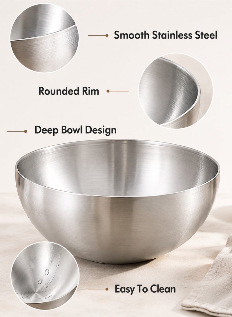 CHU DAI Multi Purpose 3.3L Stainless Steel Mixing Bowl, Food Grade Salad Bowl For Soup Rice Oatmeal Breakfast Dinner Indoor Outdoor Use - Image 5