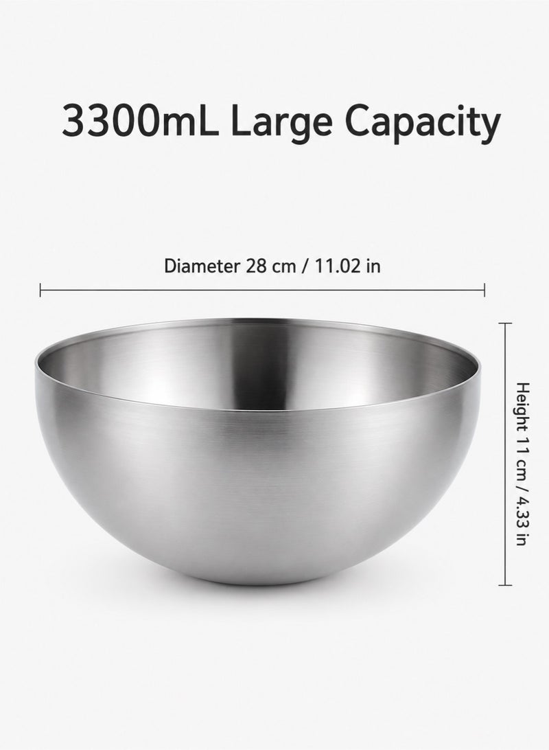CHU DAI Multi Purpose 3.3L Stainless Steel Mixing Bowl, Food Grade Salad Bowl For Soup Rice Oatmeal Breakfast Dinner Indoor Outdoor Use - Image 2