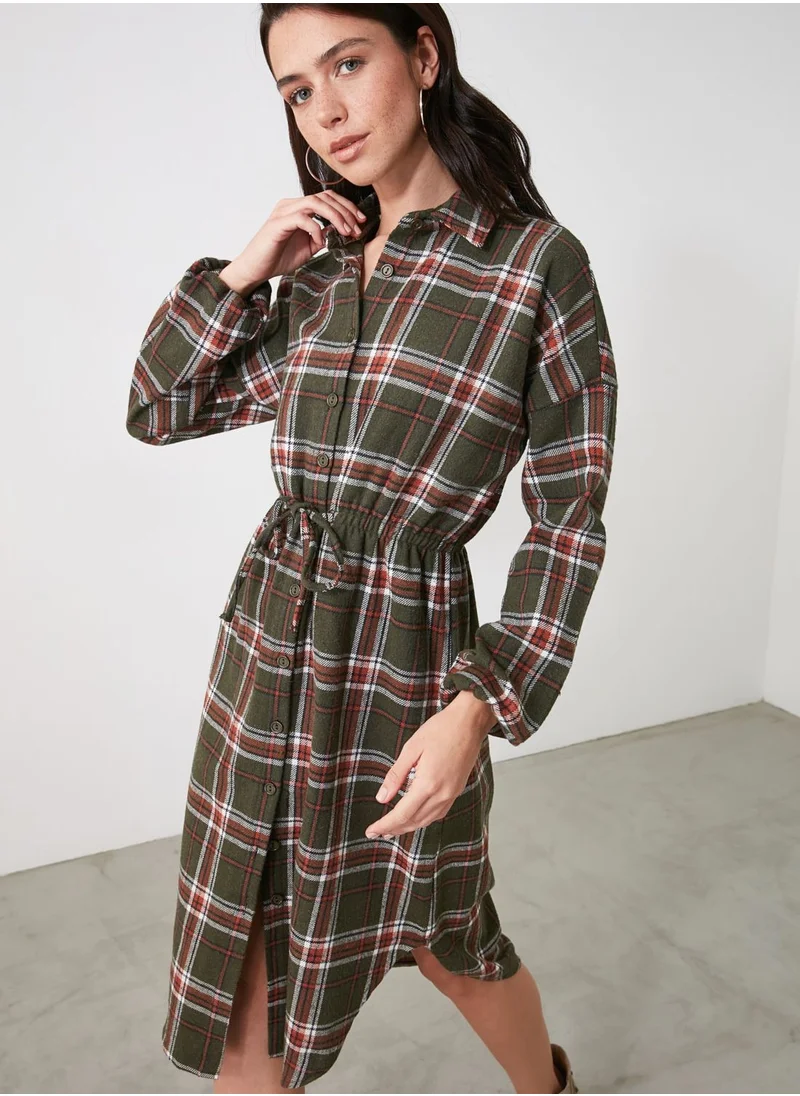 trendyol Checked Shirt Dress