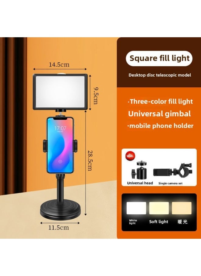 General - Light Supplement Studio Live Broadcast Dedicated Small Desktop Lighting Room Photo Layout Soft Light Professional Led Square Lamp-Specification:+desktop Three-legged Portable Model-【three-color Dimm - Image 1