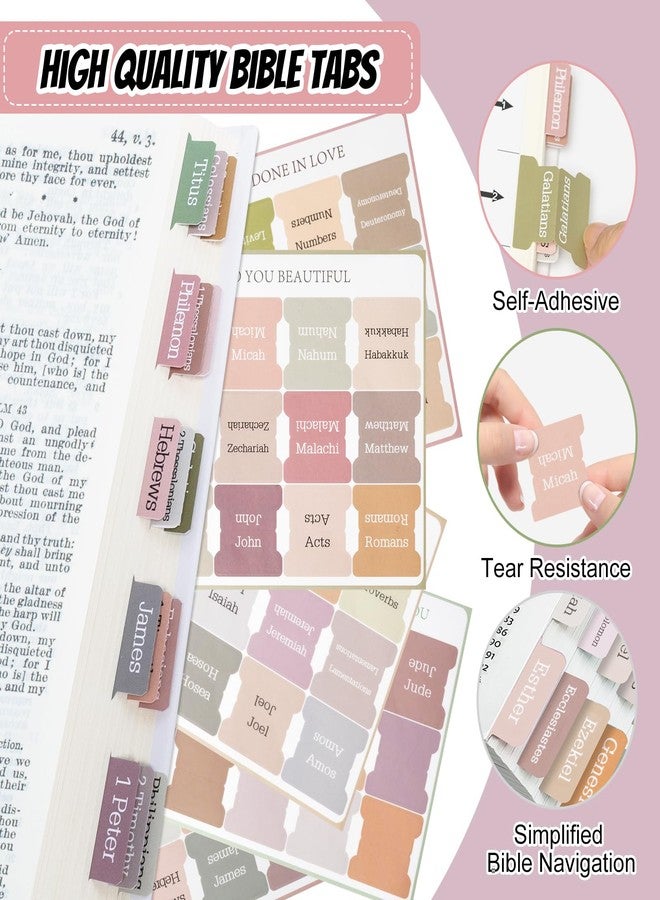 Reaeon Laminated Bible Tabs,75 Tabs,Laminated Bible Index Tabs for Women and Men, Boho Theme Bible Tabs for Easy Navigation, Large Print Easy to Read - Image 3