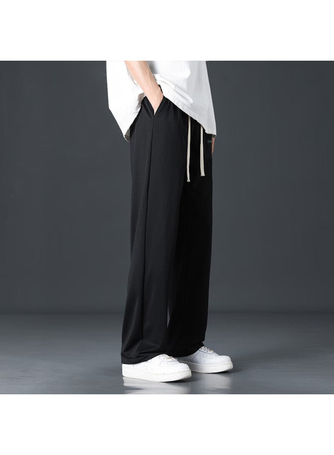 Clor Men's Pants, Spring And Summer Wide-leg Casual Trousers, Breathable Draping Sports Loose Straight-leg Pants, Cl06 Black, Size L - Image 3