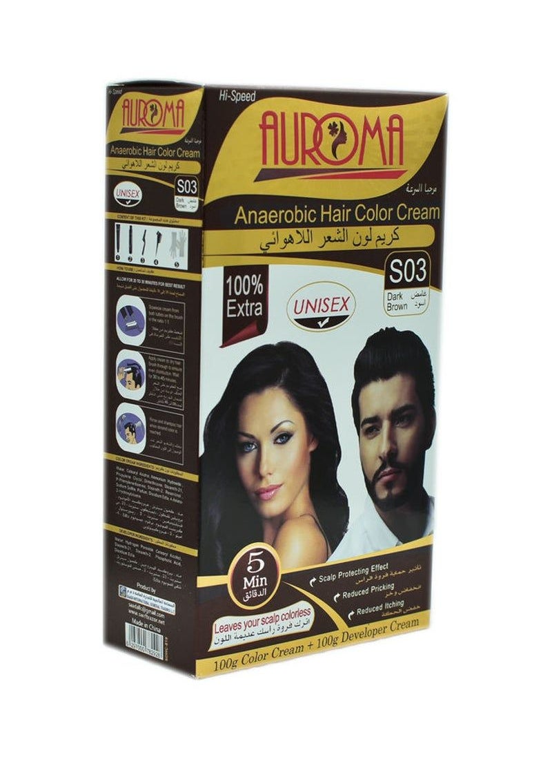 AUROMA Anaerobic Hair Colour Cream Dark Brown 200ml  - Image 1