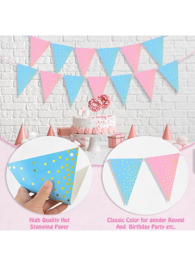 ASTARON 2 Pack Gender Reveal Bunting Blue & Pink Banner for Gender Reveal Party Supplies Baby Shower Decorations Boys Girls Birthday Party Decorations - Image 5