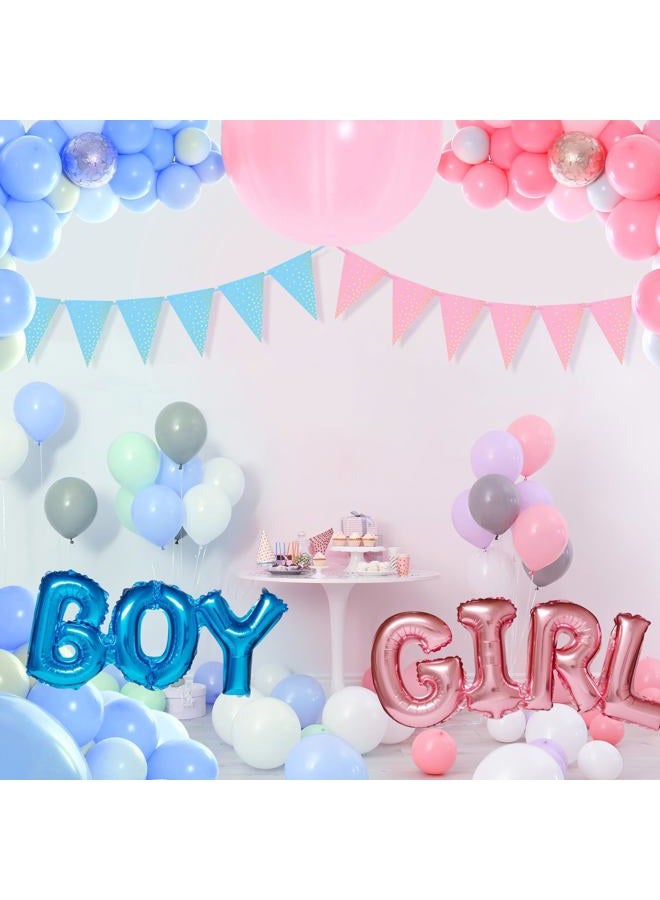 ASTARON 2 Pack Gender Reveal Bunting Blue & Pink Banner for Gender Reveal Party Supplies Baby Shower Decorations Boys Girls Birthday Party Decorations - Image 3