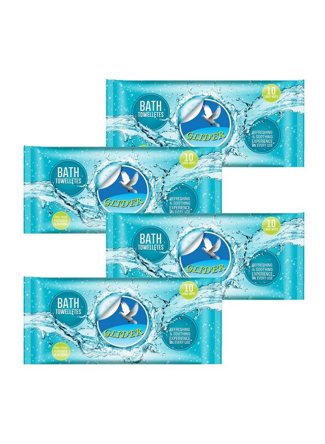 GLIDER Body Cleansing Wet Bed Bath Wipes For Adults Large Rinse Free Body Cleansing Wipes Aloe Vera & Vitamins Cleanse & Protect (Pack Of 4 (40 Count)) - Image 1