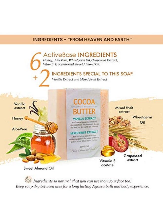 Nyassa Cocoa Butter Handmade Soap 150 Gm With Natural Ingredients Like Cocoa Butter Vanilla Extracts Mixed Fruit Extracts And Dry Fruits Almond Dried Figs Pistachio. No Paraben Cruelty Free - Image 5