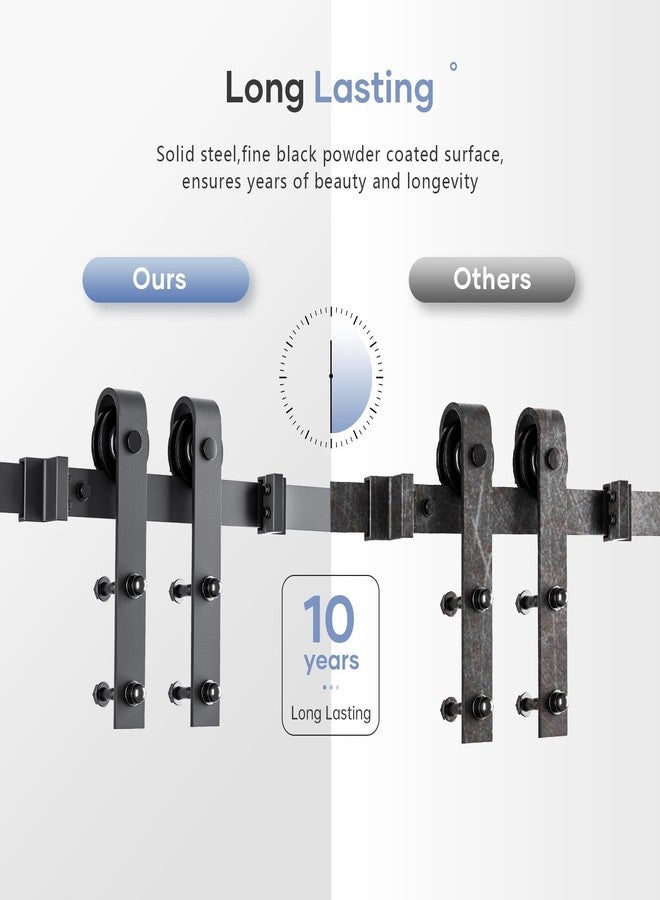 EaseLife 6.6ft Sliding Barn Door Hardware Kit - Basic J Pulley - Slides smoothly and Quietly, Easy to Install (2m Rail kit for 3ft Single Door - Image 4
