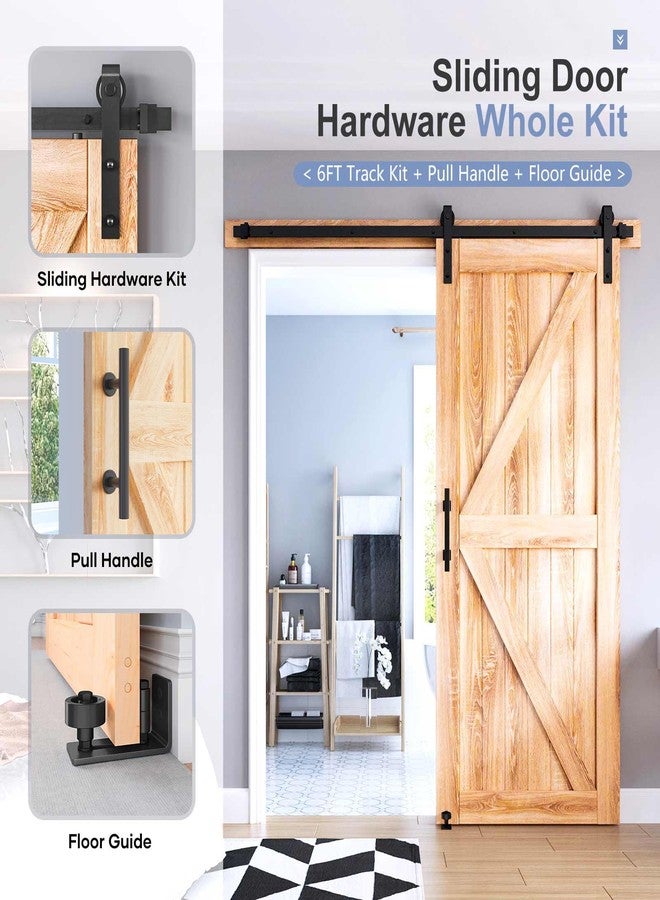 EaseLife 6.6ft Sliding Barn Door Hardware Kit - Basic J Pulley - Slides smoothly and Quietly, Easy to Install (2m Rail kit for 3ft Single Door - Image 2