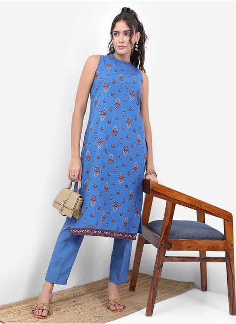 All Over Print Longline Kurta & Trouser Co-Ord Set by Styli