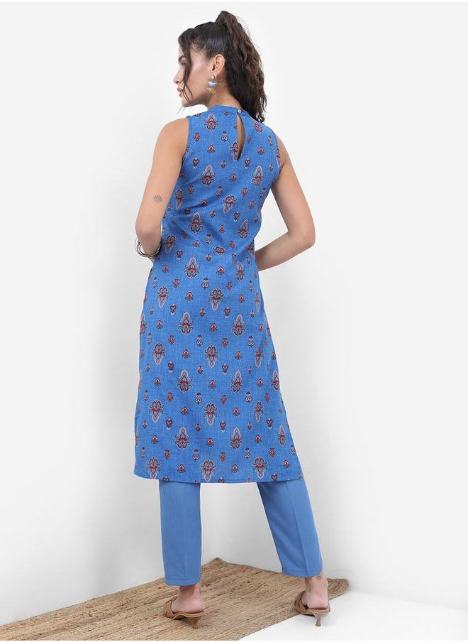 Ketch - All Over Print Longline Kurta & Trouser Co-Ord Set by Styli - Image 1