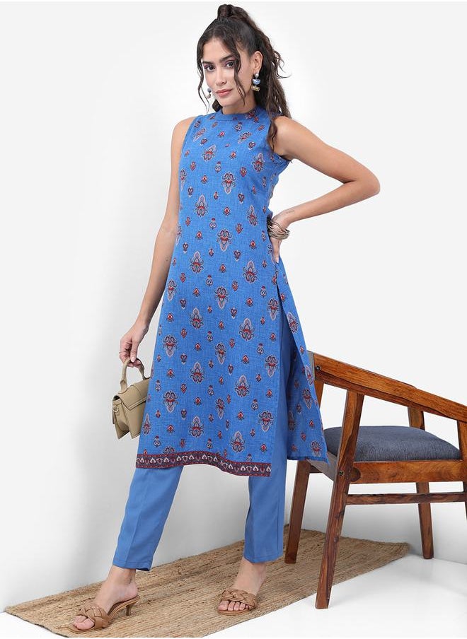 Ketch - All Over Print Longline Kurta & Trouser Co-Ord Set by Styli - Image 1