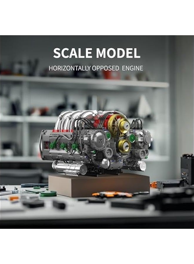 Flat Engine Model Kit That Runs, Boxer Engines Building Blocks with Battery and Motor for Adults, Engineering Construction STEM Toy for Children Boys Girl (2375 PCS)  - Image 3