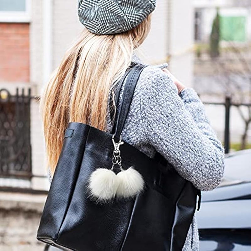 14 Pieces Hat Faux Fur Pom Pom Ball DIY Faux Fox Fur Pompom for Hats Shoes Scarves Bag Charms (White) - Image 2