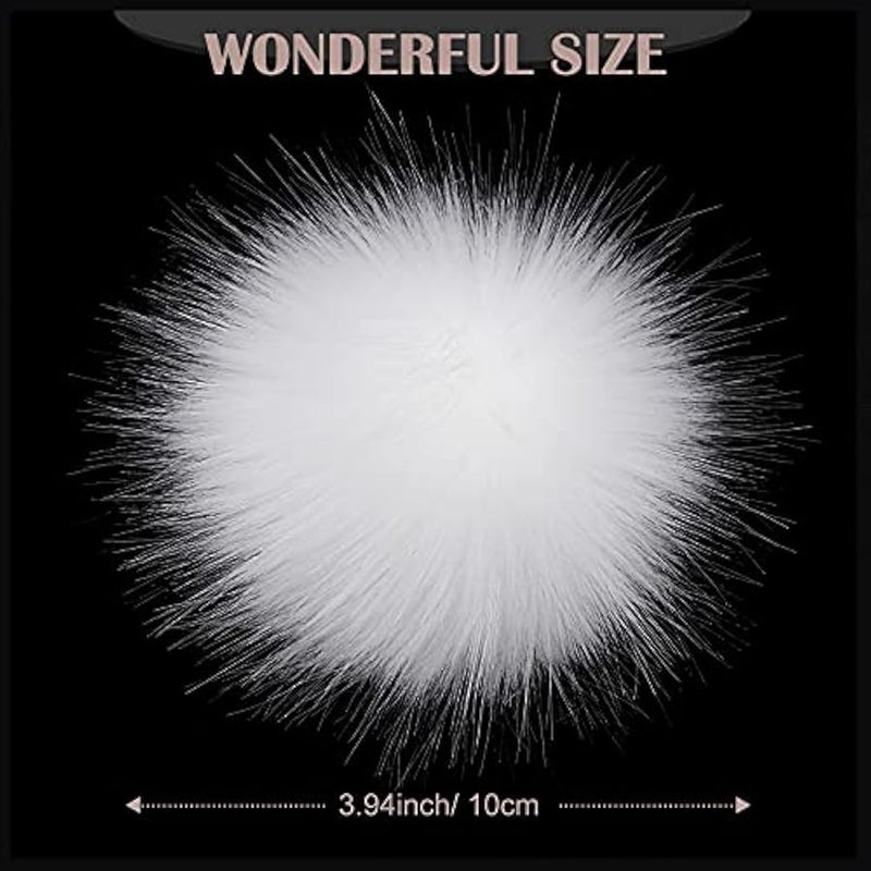 14 Pieces Hat Faux Fur Pom Pom Ball DIY Faux Fox Fur Pompom for Hats Shoes Scarves Bag Charms (White) - Image 3