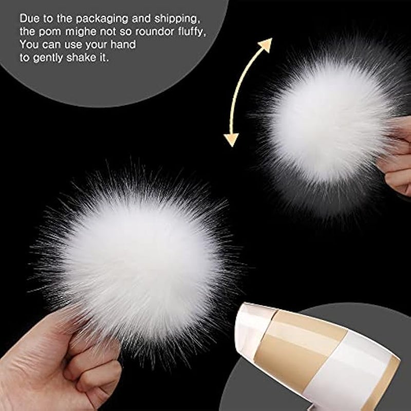 14 Pieces Hat Faux Fur Pom Pom Ball DIY Faux Fox Fur Pompom for Hats Shoes Scarves Bag Charms (White) - Image 5