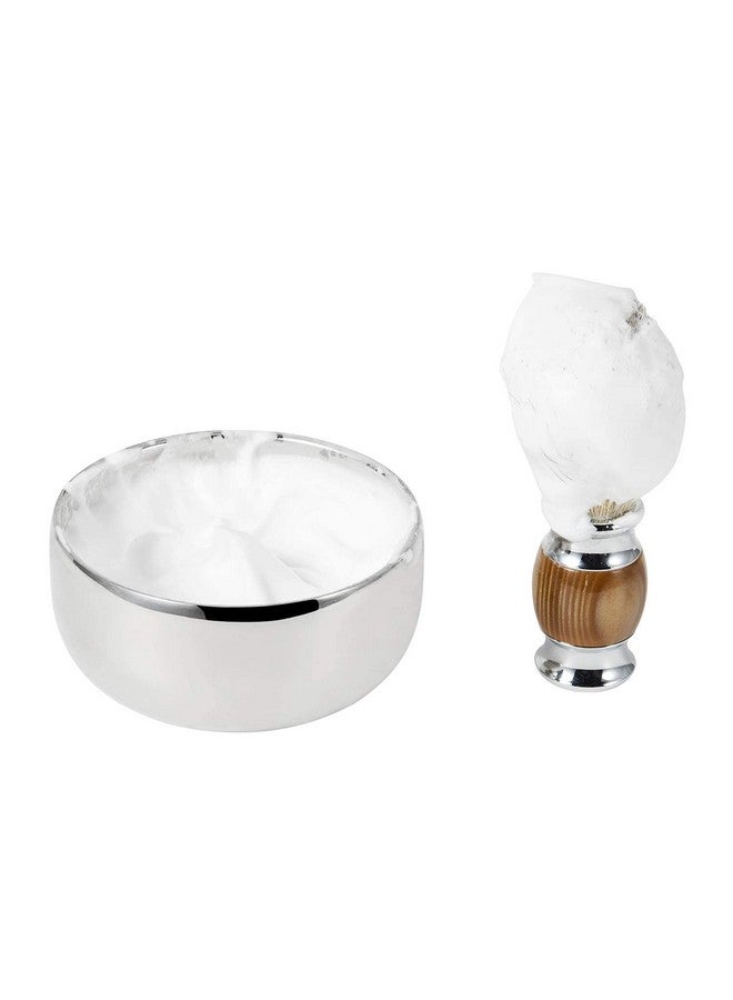 Grandslam Shaving Bowl And Brush Kit, Stainless Steel Shaving Bowl With Lid, Badger Hiar Shaving Brush, Wide Mouth, Shaving Kit For Men - Image 2