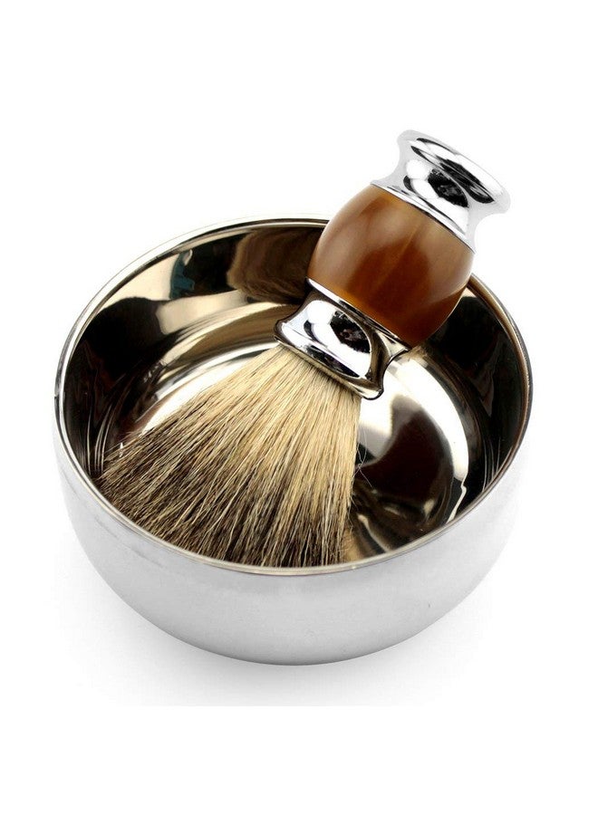 Grandslam Shaving Bowl And Brush Kit, Stainless Steel Shaving Bowl With Lid, Badger Hiar Shaving Brush, Wide Mouth, Shaving Kit For Men - Image 4