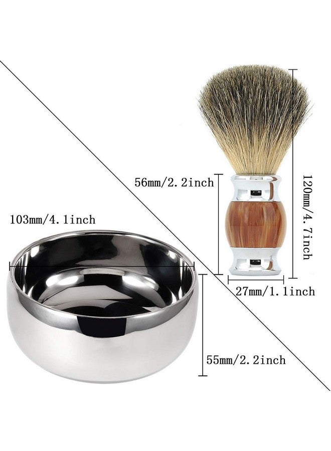 Grandslam Shaving Bowl And Brush Kit, Stainless Steel Shaving Bowl With Lid, Badger Hiar Shaving Brush, Wide Mouth, Shaving Kit For Men - Image 3
