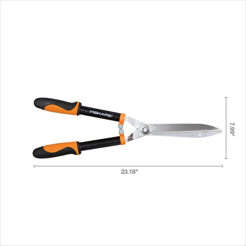 Fiskars مقص التحوط بقوة الرافعة 23 بوصة، شفرات فولاذية مصقولة ذاتية الشحذ، لتقليم/تشكيل التحوطات والشجيرات في حديقتك، أدوات الحديقة والعشب، أسود/برتقالي - Image 5