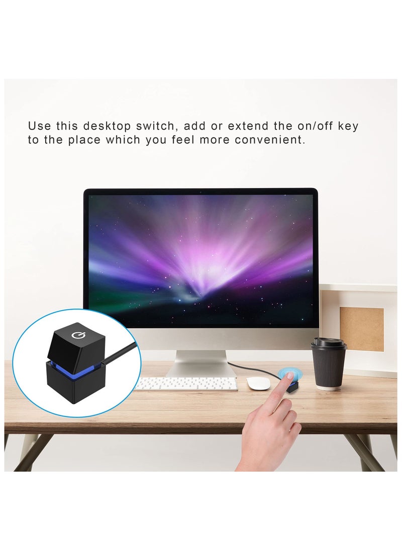 GNAFOTU Desktop Computer Power Switch, External Remote Start PC Motherboard Power On Off Switch Button Extension Cable Power Reset Button Desktop PC Switch for Internet Cafes, Families, Company  - Image 4