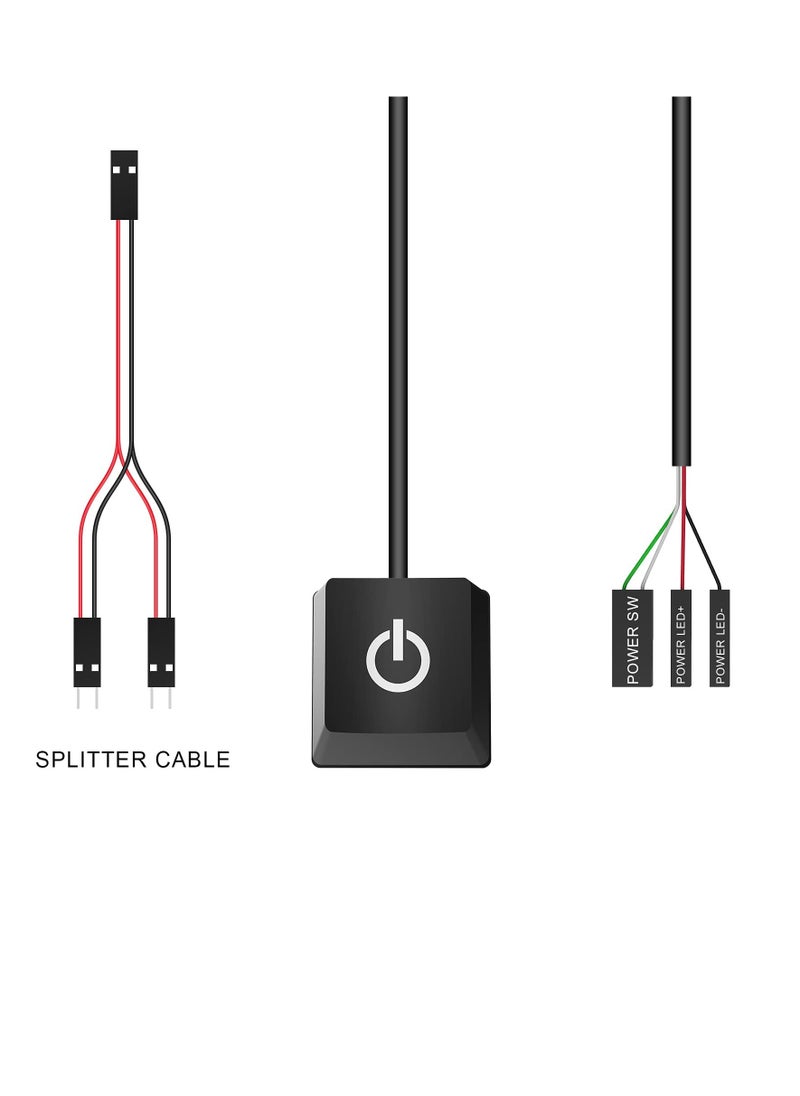 Desktop Computer Power Switch, External Remote Start PC Motherboard Power On Off Switch Button Extension Cable Power Reset Button Desktop PC Switch for Internet Cafes, Families, Company