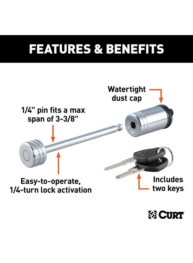 Curt 23523 Chrome Trailer Tongue Coupler Lock, 1/4-Inch Pin Diameter, Up to 3-3/8-Inch Span - Image 3