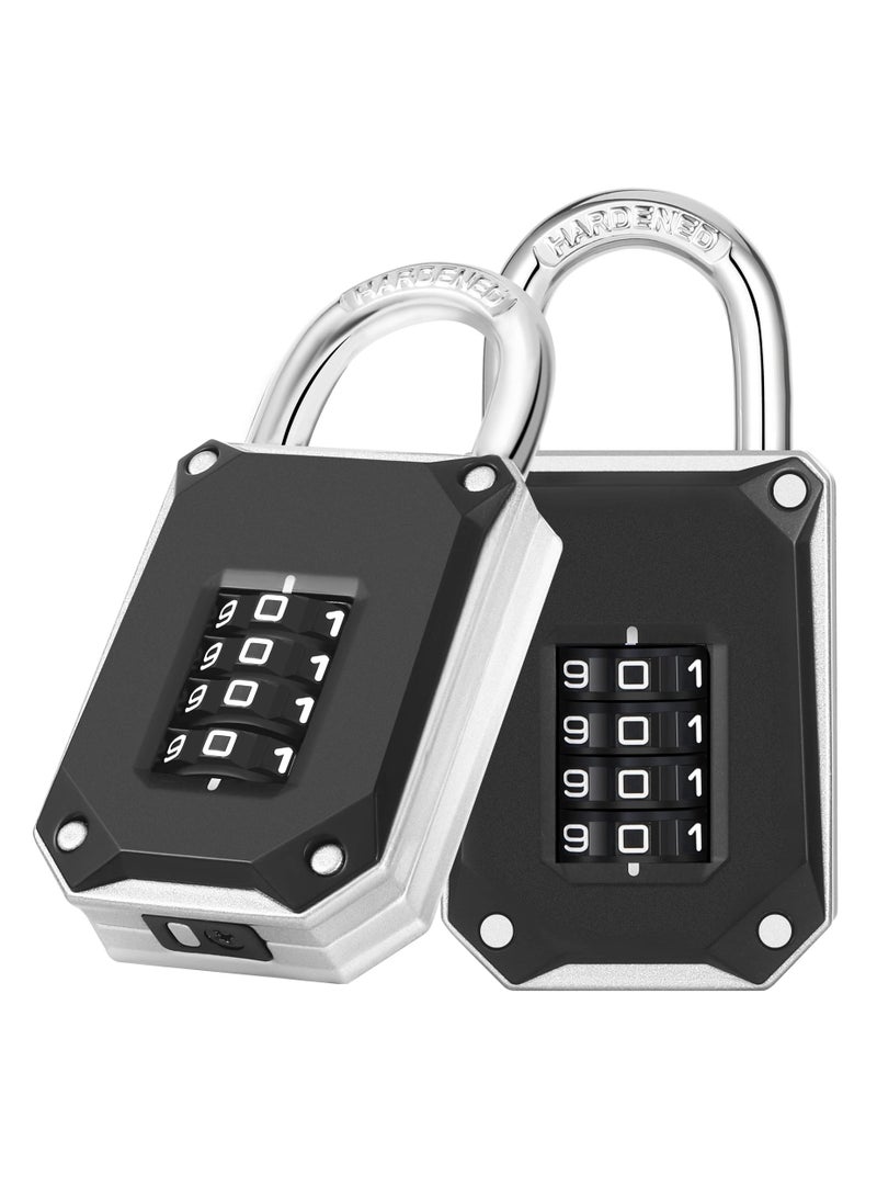 4-Digit Combination Lock for Gym Lockers, Heavy-Duty Padlocks with Large White Numbers and Reset Protection Cover, Ideal for School Lockers, Toolboxes, and Cabinets (2-Pack)