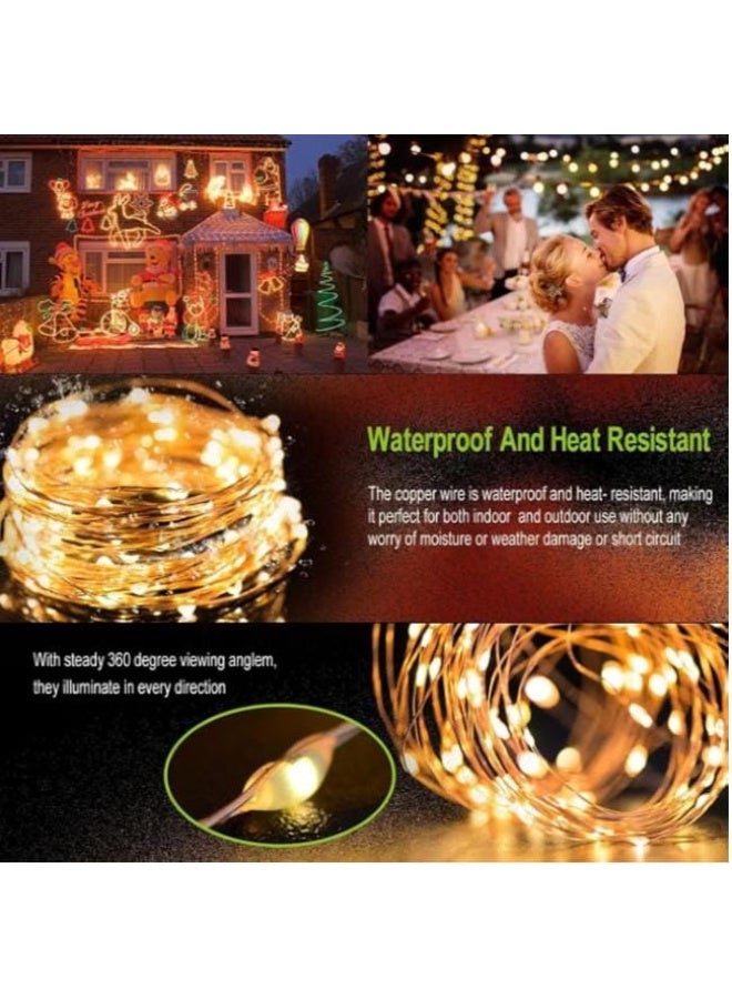 Decorative LED "icicle curtain" string lights (100 lights), warm white, 10-meter length, USB-powered. - Image 3