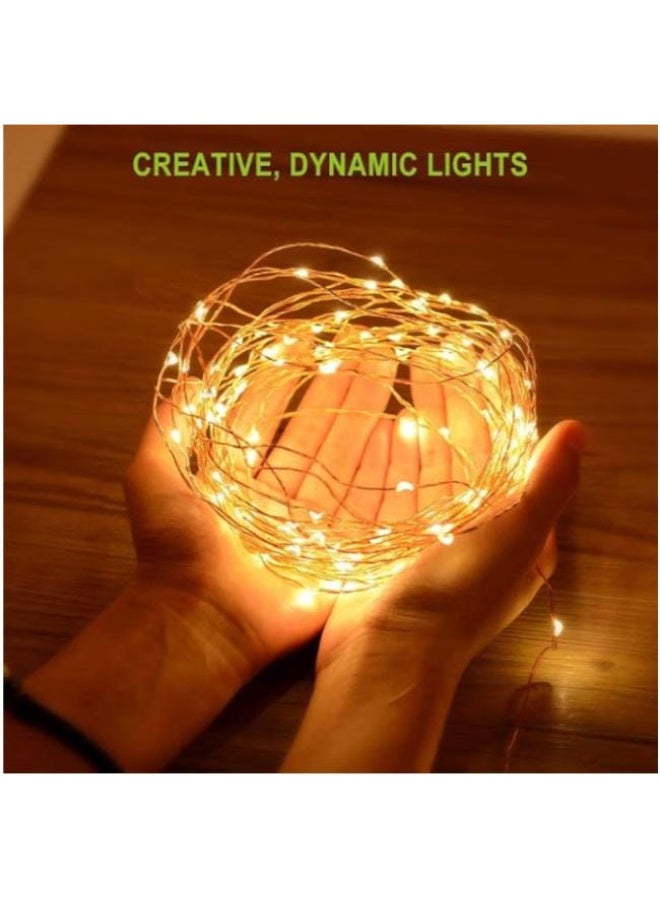 Decorative LED "icicle curtain" string lights (100 lights), warm white, 10-meter length, USB-powered. - Image 4
