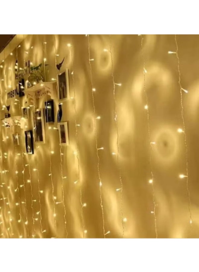 Decorative LED "icicle curtain" string lights (100 lights), warm white, 10-meter length, USB-powered. - Image 5