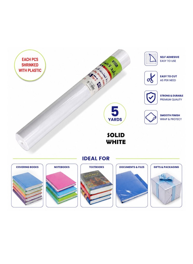 SBC 1-Piece Self Adhesive Roll Solid White 45cm x 5 Yards Size - Image 2