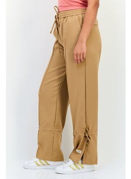 The Giving Movement Women Regular Fit Solid Wide Leg Pants, Tan  - Image 2